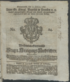 Wochentlich-Stettinische Frag- und Anzeigungs-Nachrichten. 1767 No. 24 + Anhang