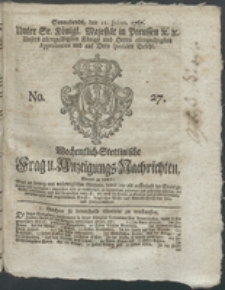 Wochentlich-Stettinische Frag- und Anzeigungs-Nachrichten. 1767 No. 27+ Anhang