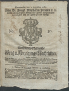 Wochentlich-Stettinische Frag- und Anzeigungs-Nachrichten. 1767 No. 30 + Anhang