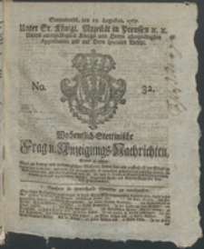 Wochentlich-Stettinische Frag- und Anzeigungs-Nachrichten. 1767 No. 32 + Anhang