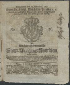Wochentlich-Stettinische Frag- und Anzeigungs-Nachrichten. 1767 No. 36 + Anhang