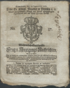 Wochentlich-Stettinische Frag- und Anzeigungs-Nachrichten. 1767 No. 37 + Anhang