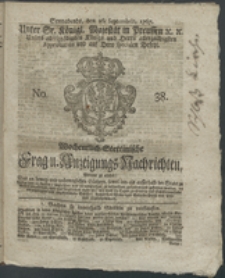 Wochentlich-Stettinische Frag- und Anzeigungs-Nachrichten. 1767 No. 38 + Anhang