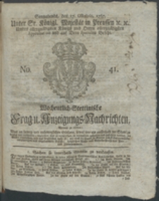 Wochentlich-Stettinische Frag- und Anzeigungs-Nachrichten. 1767 No. 41 + Anhang