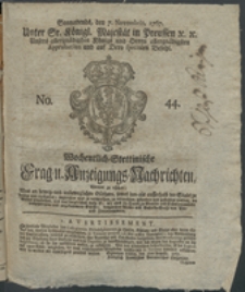 Wochentlich-Stettinische Frag- und Anzeigungs-Nachrichten. 1767 No. 44 + Anhang