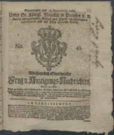 Wochentlich-Stettinische Frag- und Anzeigungs-Nachrichten. 1767 No. 45 + Anhang