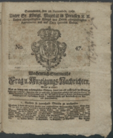 Wochentlich-Stettinische Frag- und Anzeigungs-Nachrichten. 1767 No. 47 + Anhang