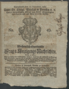 Wochentlich-Stettinische Frag- und Anzeigungs-Nachrichten. 1767 No. 49+ Anhang