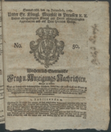 Wochentlich-Stettinische Frag- und Anzeigungs-Nachrichten. 1767 No. 50 + Anhang