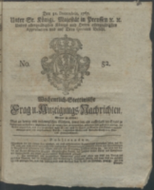 Wochentlich-Stettinische Frag- und Anzeigungs-Nachrichten. 1767 No. 52 + Anhang