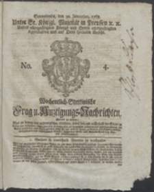 Wochentlich-Stettinische Frag- und Anzeigungs-Nachrichten. 1768 No. 4 + Anhang
