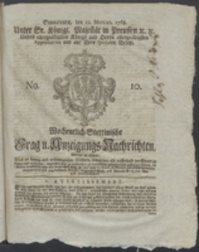 Wochentlich-Stettinische Frag- und Anzeigungs-Nachrichten. 1768 No. 10 + Anhang