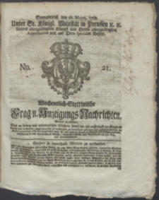 Wochentlich-Stettinische Frag- und Anzeigungs-Nachrichten. 1768 No. 21 + Anhang