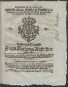 Wochentlich-Stettinische Frag- und Anzeigungs-Nachrichten. 1768 No. 25 + Anhang