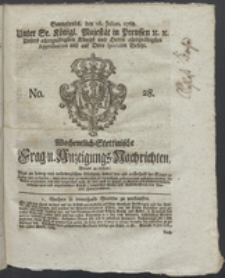 Wochentlich-Stettinische Frag- und Anzeigungs-Nachrichten. 1768 No. 28 + Anhang