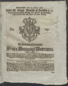 Wochentlich-Stettinische Frag- und Anzeigungs-Nachrichten. 1768 No. 29 + Anhang