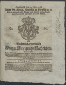 Wochentlich-Stettinische Frag- und Anzeigungs-Nachrichten. 1768 No. 30 + Anhang