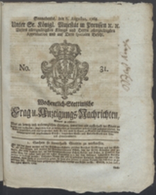 Wochentlich-Stettinische Frag- und Anzeigungs-Nachrichten. 1768 No. 31 + Anhang