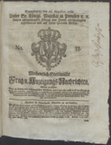 Wochentlich-Stettinische Frag- und Anzeigungs-Nachrichten. 1768 No. 33 + Anhang