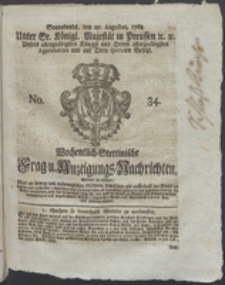 Wochentlich-Stettinische Frag- und Anzeigungs-Nachrichten. 1768 No. 34 + Anhang