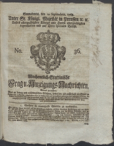 Wochentlich-Stettinische Frag- und Anzeigungs-Nachrichten. 1768 No. 36 + Anhang