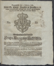 Wochentlich-Stettinische Frag- und Anzeigungs-Nachrichten. 1768 No. 39 + Anhang