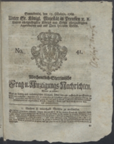 Wochentlich-Stettinische Frag- und Anzeigungs-Nachrichten. 1768 No. 41 + Anhang