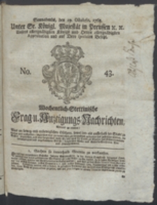 Wochentlich-Stettinische Frag- und Anzeigungs-Nachrichten. 1768 No. 43 + Anhang