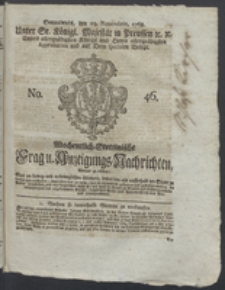 Wochentlich-Stettinische Frag- und Anzeigungs-Nachrichten. 1768 No. 46 + Anhang