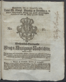 Wochentlich-Stettinische Frag- und Anzeigungs-Nachrichten. 1768 No. 50 + Anhang