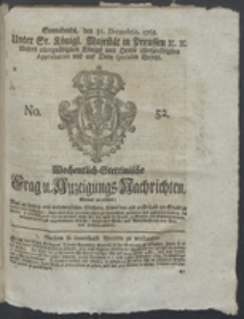 Wochentlich-Stettinische Frag- und Anzeigungs-Nachrichten. 1768 No. 52 + Anhang