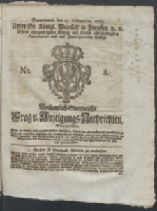 Wochentlich-Stettinische Frag- und Anzeigungs-Nachrichten. 1769 No. 8 + Anhang