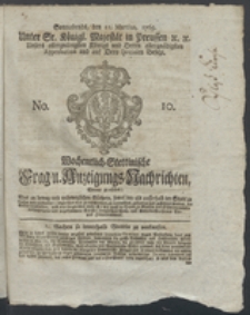 Wochentlich-Stettinische Frag- und Anzeigungs-Nachrichten. 1769 No. 10 + Anhang
