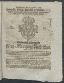 Wochentlich-Stettinische Frag- und Anzeigungs-Nachrichten. 1769 No. 14 + Anhang