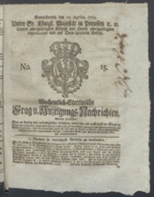 Wochentlich-Stettinische Frag- und Anzeigungs-Nachrichten. 1769 No. 15 + Anhang