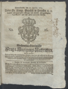 Wochentlich-Stettinische Frag- und Anzeigungs-Nachrichten. 1769 No. 16 + Anhang