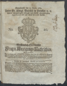 Wochentlich-Stettinische Frag- und Anzeigungs-Nachrichten. 1769 No. 20 + Anhang