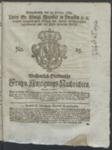 Wochentlich-Stettinische Frag- und Anzeigungs-Nachrichten. 1769 No. 25 + Anhang