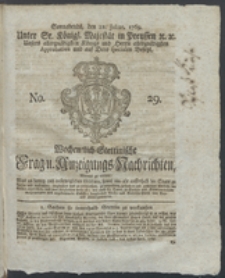 Wochentlich-Stettinische Frag- und Anzeigungs-Nachrichten. 1769 No. 29 + Anhang