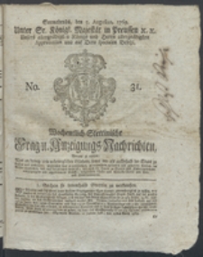 Wochentlich-Stettinische Frag- und Anzeigungs-Nachrichten. 1769 No. 31 + Anhang