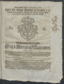Wochentlich-Stettinische Frag- und Anzeigungs-Nachrichten. 1769 No. 33 + Anhang
