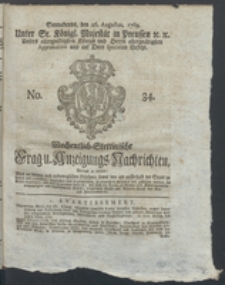 Wochentlich-Stettinische Frag- und Anzeigungs-Nachrichten. 1769 No. 34 + Anhang