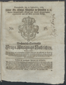 Wochentlich-Stettinische Frag- und Anzeigungs-Nachrichten. 1769 No. 36 + Anhang