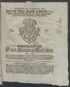 Wochentlich-Stettinische Frag- und Anzeigungs-Nachrichten. 1769 No. 37 + Anhang