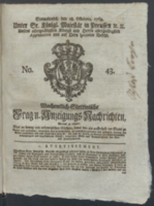 Wochentlich-Stettinische Frag- und Anzeigungs-Nachrichten. 1769 No. 43 + Anhang