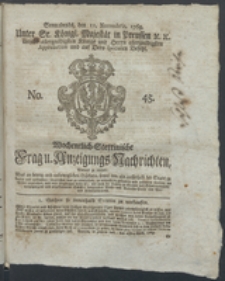 Wochentlich-Stettinische Frag- und Anzeigungs-Nachrichten. 1769 No. 45 + Anhang