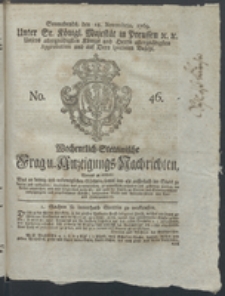 Wochentlich-Stettinische Frag- und Anzeigungs-Nachrichten. 1769 No. 46 + Anhang