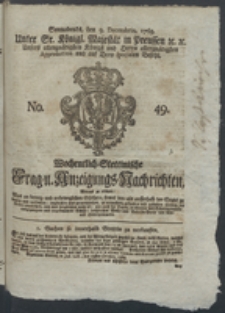 Wochentlich-Stettinische Frag- und Anzeigungs-Nachrichten. 1769 No. 49 + Anhang