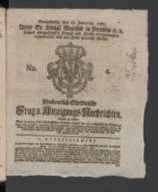 Wochentlich-Stettinische Frag- und Anzeigungs-Nachrichten. 1770 No. 4 + Anhang
