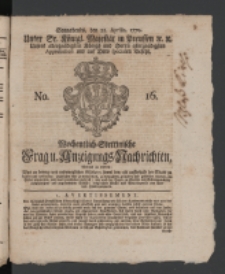 Wochentlich-Stettinische Frag- und Anzeigungs-Nachrichten. 1770 No. 16 + Anhang